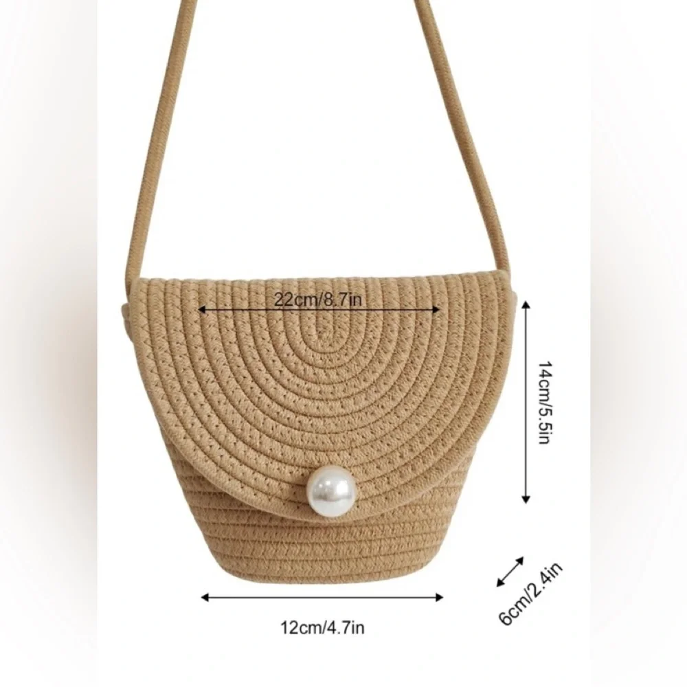 Crossbody mini Bucket bag front magnetic closure White Pearl Khaki